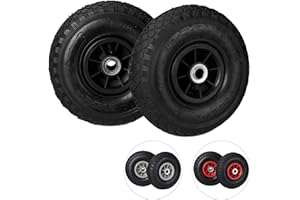 ‎RELAXDAYS Relaxdays Sackkarrenrad 3.00-4, 2er Set Ersatzreifen, luftbereift, bis 80 kg, Kunststofffelge, 260x85 mm, schwarz