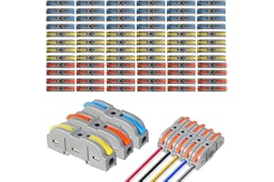 LAOJU Lever Wire Connectors 34pcs Compact Splicing Connectors Quick Connect Wire Connectors Set Conductor Inline Electrical Connectors Butt Terminals
