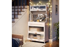 NETEL Mobile Cucina Con Cassetti, Dispensa, Salvaspazio, Mobiletto Macchina Caffè, Mobile Microonde, Standing Baker's Racks, Bianco, 80x42x168cm