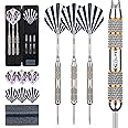 CyeeLife 3 Pack Steel Tip Darts Set,Professional Dart with 6pcs Darts Stems + 6pcs Dart Flights + 1pcs Dart Sharpener Tool for Dart Board