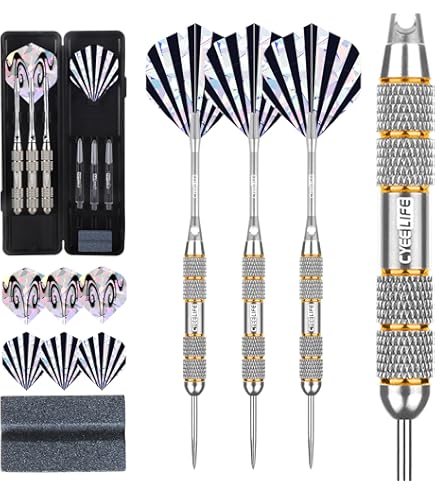 Set Freccette Professionali 22g - Punta In Acciaio, Tungsteno 90%, Con Ali E Ricambi, Per Principianti Ed Esperti - Foto 10