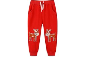 TCWWBB Boys Trousers Digger Dinosaur Moster Truck Cotton Sweatpants Jogging Drawstring Tracksuit Pants Kids Christmas Sport Jogger Bottoms Age 1-7 Years