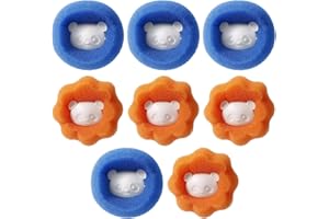 NEYEAU 8PCS Pet Hair Remover for Laundry,Reusable Dog Cat Hair Catcher,Prevent Clothing From Getting Tangled,Effective in Removing Lint and Pet Hair (Orange, Blue)