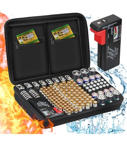 Batterie Aufbewahrungsbox 30,5x17,5cm - Organizer Für 93 Batterien | Mit Schaumstoff-Einsatz