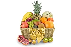 Tropical Fresh Fruit Hamper - Luxury Fruit Basket with Mango, Pineapple, Grapes - Fresh Food Gift Basket for Birthdays and Celebrations, Healthy Food Gifts, from Regency Hampers