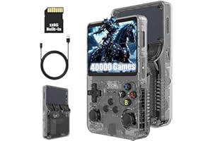 KINMRIS R36S - Console da gioco in stile retrò, schermo IPS da 3,5", 128 g, oltre 40.000 giochi, console di gioco portatile per bambini e adulti, supporta più emulatori (nero)