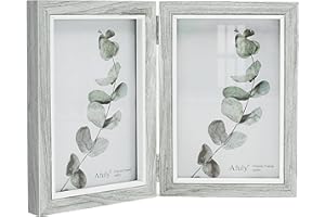 Afuly 10x15 Cornice Foto Grigio Bianco Doppio Legno per 2 Foto Collage Decorazione Shabby Moderna Regalo per Animali Domestici di Famiglia