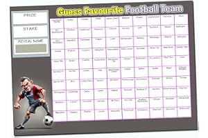 Gifts and Temptations Football Team Scratch Cards Fundraiser, 100 Names, A4 Size, 300gsm High Gloss Card, Random Team Names Behind Scratch-Off Label