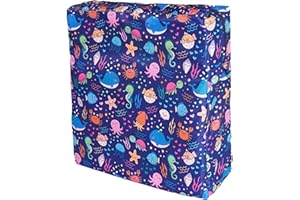 ROSELEY Washable Children Dining Chair Booster with Straps Kids Seating Cushion Removable Waterproof Cover Toddlers Mealtime Seating Pad High Chair Firm Support (Sea Life)