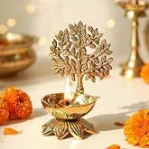 Behoma 100% Pure Brass Kalpavriksha Diya for Puja | Deepak for Mandir | Handcrafted vilakku | Office Temple & Home Decoration