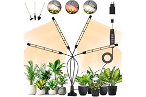 Niello 4Kopf Pflanzenlampe LED, USB Pflanzenlicht, Vollspektrum Grow Lampe, Pflanzenleuchte Wachsen licht für Zimmerpflanzen mit Zeitschaltuhr 3/9/12H, 3 Modi & 10 Dimmstufen Wachstumslampe.