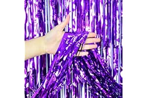 Durdiiy Lametta Vorhänge 1m x 2m Metallische Glitzervorhang Fringe geburtstagsdeko Mehrfarbig Folien Fransen Lametta Vorhange für Weihnachtsbaum Geburtstage Festivals Party ​Bühnendekor (Tiefviolett)