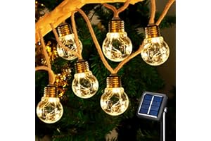 Auezona Guirlande Lumineuse Exterieure Solaire avec 16 Ampoules, Guirlande Solaire Exterieur, IP44 Étanche 8 Modes, Guirlande Guinguette Exterieur Vintage Décoration pour Jardin, Fête, Noël