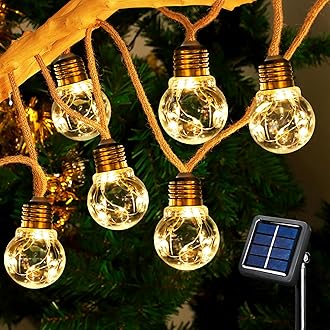 Guirlande Lumineuse 5 Mètres - 100 LED Blanc Chaud Sur Corde De Chanvre, 8 Modes, Télécommande