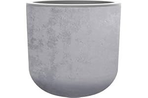 PFLANZEN-KÖLLE EDA - Pot Rond 40 cm Basalt'Up 32,5 L - Décor Imitation Béton - Simple Paroi - Zone de Rétention d'eau - Ø 38,5 x H.36,8 cm - Gris béton