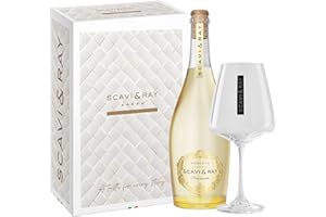 ‎SCAVI & RAY SCAVI & RAY Geschenkset – Moscato Frizzante mit Designglas – 0,75L, 8,5% Vol. Alkohol, Leichter Perlwein mit fruchtiger Süße – Edles Präsent für stilvolle Anlässe