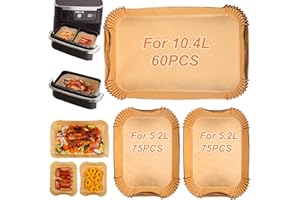 BYKITCHEN Lot de 210 doublures pour friteuse à air comprimé Ninja AF500UK, tiroir flexible 10,4 L, accessoires AF500UK, grands doublures pour friteuse à air comprimé Megazone, également compatibles