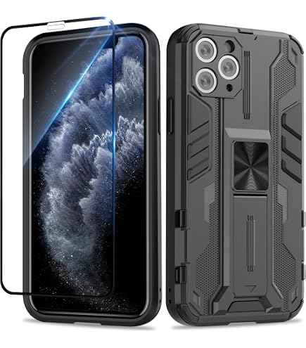 YmhxcY for iPhone 11 Pro Max Case 6.5-Inch with Explosion-Proof Screen Protector,3 in 1 Shockproof TPU Hard PC Bumper Drop-Proof Shell for iPhone 11 Pro Max-Red/Blue