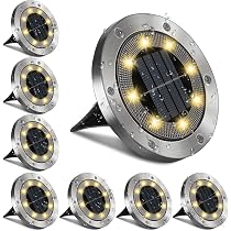 Opard Solar Ground Lights, 8 LED IP65 Waterproof Bright White ...
