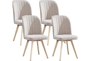 GENÉRICO M1C - Pack 4 Sillas Xara, Sillas de Comedor Estilo Moderno, Ergonómicas, Asiento y Respaldo Tapizados, Patas en Madera de Pino (Beige)