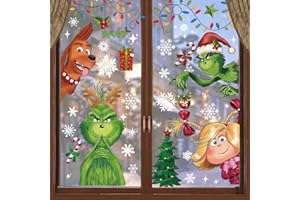 CYCFMYYLY 6 Sheet Christmas Window Stickers, Double Side Printed Christmas Window Stickers Decorations, Colorful Xmas Window Decor for Home School Office Decoration Christmas Holiday Supplies
