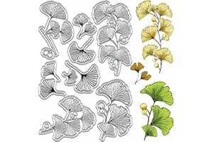 CRASPIRE Timbri con Foglie di Ginkgo Foglie Timbro in Gomma Trasparente Primavera Autunno Pianta Sfondo retrò Timbro Postale Sigilli in Silicone Riutilizzabili Timbro per Fai da Te Scrapbooking