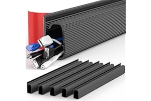 Mokani Cable Management Under Desk, 6 X 15.7in Desk Cord Cable Organizer, No-Drill Cable Raceway, Self-Adhesive Wire Organizer Cable Concealer, Cord Cover Cable Hider Cable Management Tray (Black)