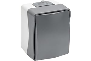 Meister Wechselschalter Cave 1-fach - Aufputz-Montage - IP44 Spritzwasserschutz für Feuchtraum & Außenbereich - Bis Leitungsquerschnitt 2,5 mm² - Grau / Feuchtraum-Lichtschalter / 7407060