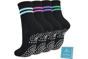 Caldodo Stoppersocken Damen 4Paar Yoga Socken 39-42, Geschenke für Frauen Antirutschsocken Erwachsene Rutschsocken mit Noppen Pilates Socken