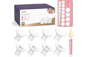 Nuliie Kit de 8 piezas de tamaño de brida de 15/17/19/21 mm para brida de 24 mm para la mayoría de bombas, inserto de bridas de silicona para extractor de leche eléctrico Momcozy/Spectra, kit esencial