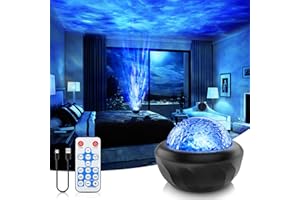 ‎FOKKY Fokky Sternenhimmel Projektor Kinder Erwachsene, Wasserwellen Galaxy Projector mit 7 Lichtfarben & Fernbedienung, Aurora Lampe, Nachtlicht, Party und Zimmer Deko, Perfekte Geschenkauswahl