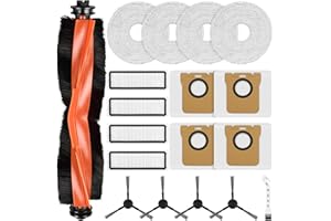 ‎KTNAID 18 Stück Zubehör für Xiaomi Robot Vacuum X20 Max / X20 Pro Saugroboter, Ersatzteile mit 1 Hauptbürste, 4 Wischtücher, 4 Staubbeutel, 4 Filter, 4 Seitenbürsten, 1 Reinigungsbürste