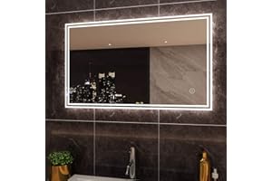 SIRHONA Miroir Lumineux LED 100x60cm Anti-buée Miroir Salle Bain Mural Cosmétiques Mural Lumière Illumination