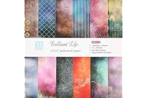 ORIENTAL RIVERKIT Scrapbook Paper Pad, Decorative Paper 30.5 x 30.5 cm, Single-Sided, 12 Patterns, 24 Sheets, for Card Making, Background Decoration (A-12 Inch Brilliant Life)