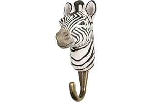 WILDLIFEGARDEN Wildlife Garden WG4541 Haken Zebra - Handgeschnitzter Tierhaken aus Holz und Metall - Sammlung Afrikanischer Tiere