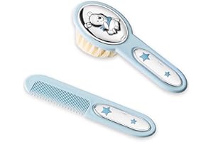 VALENTI & CO. Disney Baby Prima Infanzia - Set Box Regalo con Spazzola Capelli e Pettine indispensabile tra gli Accessori Neonato con finiture Winnie The Pooh in Argento