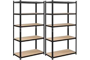 ‎SONGMICS SONGMICS Regał do dużych obciążeń, zestaw 2, regały magazynowe, 200 x 100 x 50 cm, obciążenie do 875 kg, 5 regulowanych półek, czarny GLR050B02