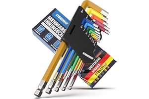 STONE REEF Zestaw kluczy imbusowych 13-częściowy [w zestawie głowica kulowa] - 1,27-10 mm zestaw sześciokątny wielokolorowy zestaw kluczy imbusowych dla rzemieślników, zestaw kluczy kątowych