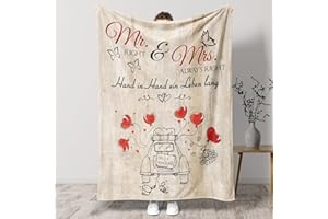 TheGiffter Hochzeitsgeschenke für Brautpaar, Kuscheldecke Hochzeit Deko Geschenk für MR & MRS, Verlobungsgeschenk für Beide Paare