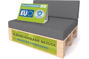 ‎PILLOWS24 Pillows24- Palettenkissen 2-teiliges Set | Palettenauflage für Palettensofa | Rückenkissen & Sitzkissen für Europaletten | Palettenmöbel für Indoor & Outdoor mit UV-beständig | Made in EU | Dunkelgrau