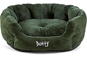 Bunty Polar Dog Bed & Cat Bed, Small | Cosy Fluffy Fleece Calming Dog Bed | High Wall Snuggle Anti Anxiety | Washable Bed & Cushion for Puppy, Small to Large Pets - Green