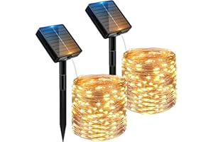Peasur 2 Pacchi Luci Solari da Giardino, 12M 120 LED Catena Luminosa Esterno Solare Impermeabile, 8 Modalità Lucine Esterno Energia Solare Filo di Rame Luce Decor per Giardino Albero Patio Natale