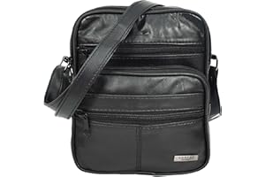 HOUSE OF LEATHER Soft Leather Man Bag Mens Cross Body Messenger Pouch HOL1541 Black