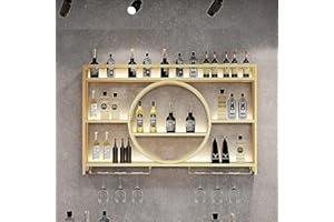 ZYUKER Modern Metal Wall Mounted Wine Rack, Wine Rack For Cupboard, Bar Unit Wall Wine Display Racks, Multifunctional Iron Champagne Stemware Wine Glass Rack for Home, Restaurant, Bar (Gold,140x15x80cm)