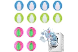 HAPHOME Tierhaarentferner Waschmaschine Fusselbälle Tierhaare Waschbälle - 12 stück Wiederverwendbarer Fusselbälle Waschmaschine für Wäsche und Trockner Flusensieb