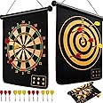 Serveuttam Magnetic Dart Board Game for Kids & Adults - 6 Pc Darts & Mat | Double Faced, Indoor/Outdoor, Portable, Safe, Non-Toxic, Black, EVA