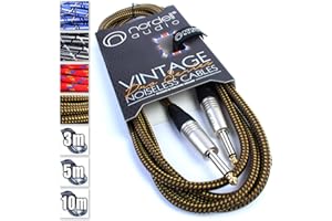 Nordell Premium Braided Guitar Cable: 3m / 10ft Mono 1/4 inch Jack Lead for Bass, Electric, Keyboard, Amp etc.