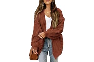 JFAN Gilet Femme Cardigan en Tricot à Manches Longues pour Femme Cardigan de Poche Devant Léger Automne Hiver Manteau Chaud