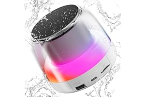 PRSCFUM Portable Bluetooth Speaker, NEW Wireless Speaker with RGB LED Light, Dual Pairing, HiFi Stereo Sound, TF Card Play Support, Mini Portable Speaker for Travel, Outdoor, Party, Beach, White