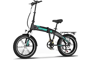 HITWAY 20 * 4.0” Bici Elettrica, Batteria 48V 10,4Ah fino a 50-100KM, 250W Motore Fat Tire E Bike, Pedelec Pieghevole con 7 Velocità per Pendolari Adulti